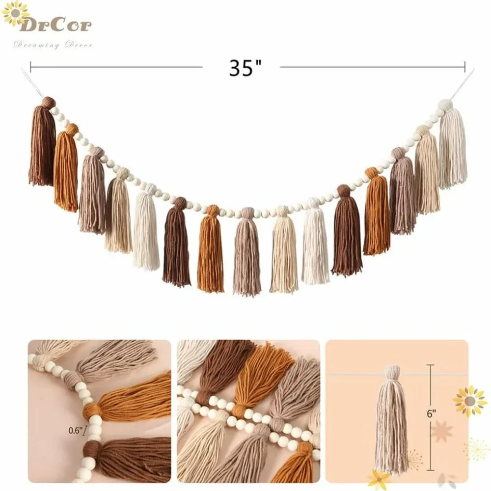 Boho Decor Tassel Garland Bohemian Rope Farmhouse